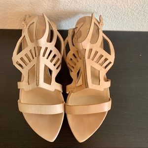 Tan Leather Cutout Platform Sandal - Max Studio